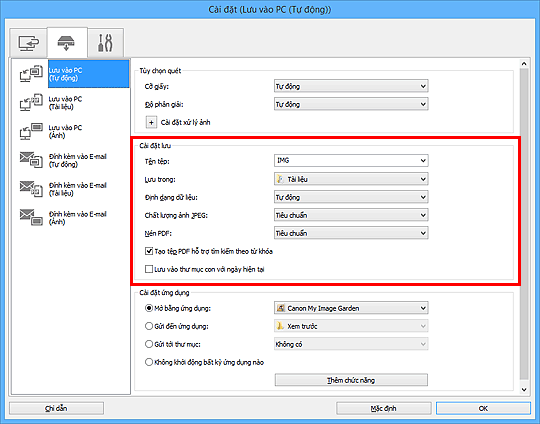hình: Hộp thoại Cài đặt